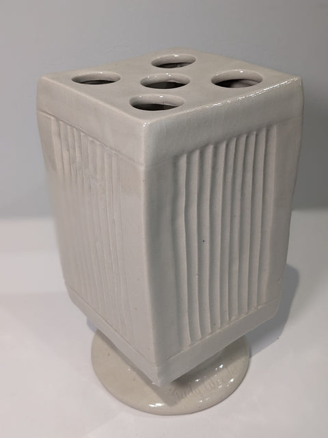 White Flower Block on Pedestal