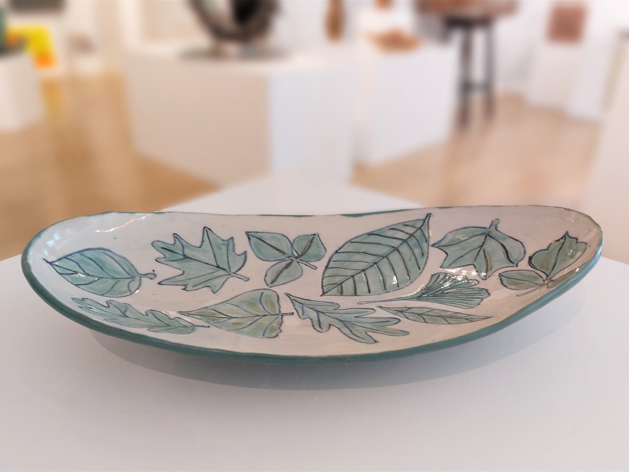 Bread Tray with Underglazed Leaves