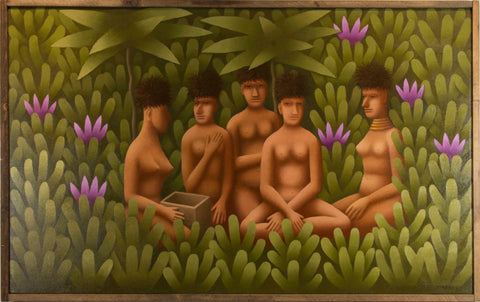 Original painting by Martin Honisch with musicians