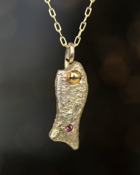Silver + Sapphire Fish Pendant