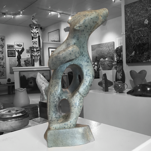 Astral Travelling Bear soapstone carving by master abraham ruben