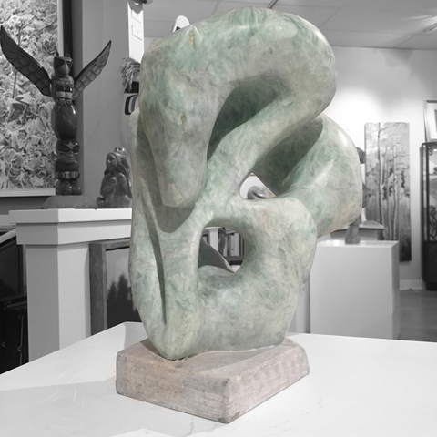 Mother Bear with Cubs Soapstone Sculpture by abraham ruben side