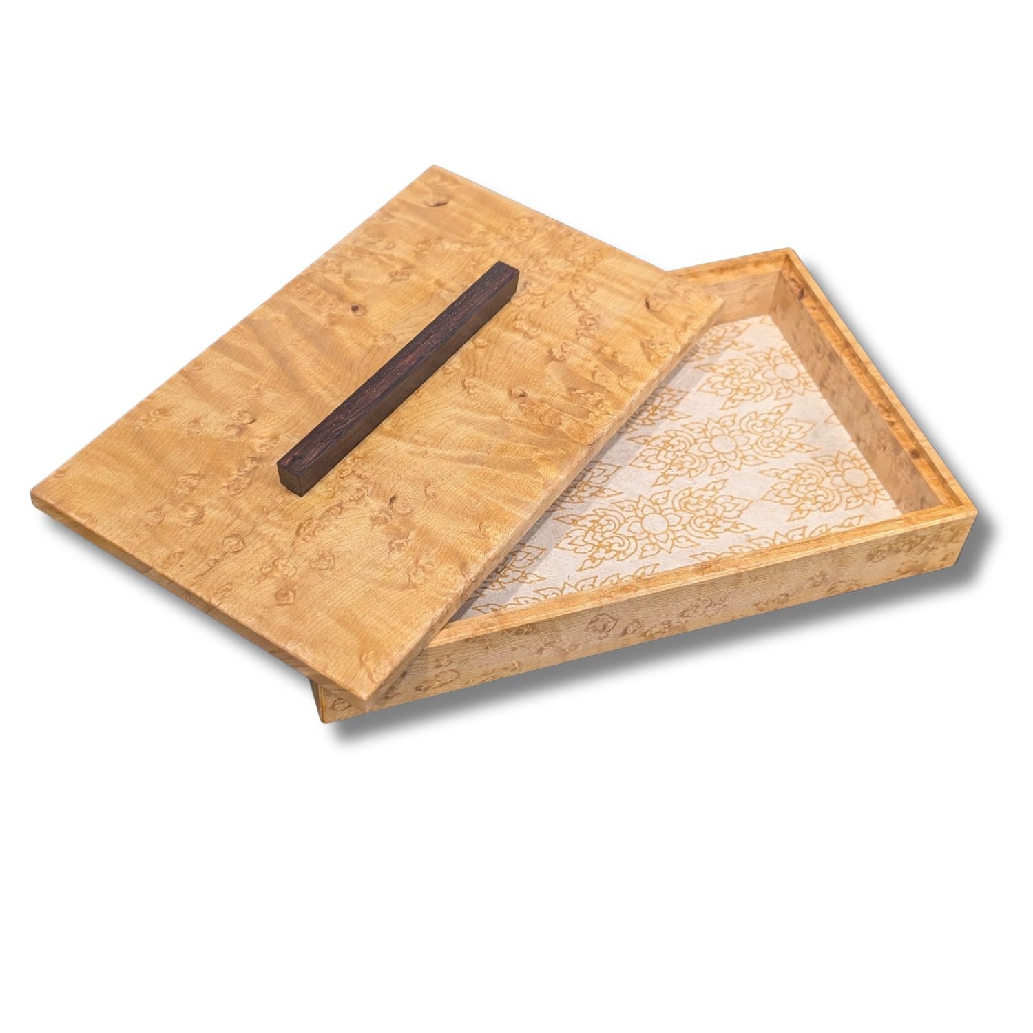Birds Eye Maple Box, Cocobolo Handle with Japanese Paper