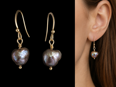 Purple Pearl Earrings by Judy McPhee