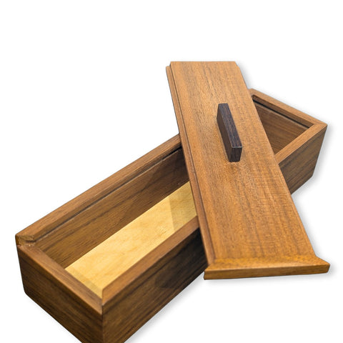 Long Walnut Box with Cocobolo Handle and Sliding Lid