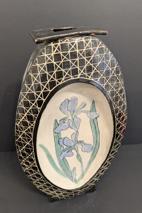 Hand Painted Iris Flower Vase