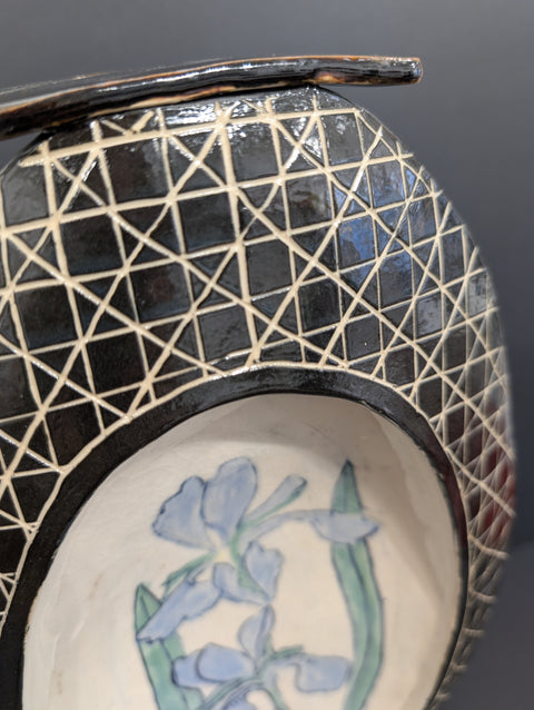 Hand Painted Iris Flower Vase