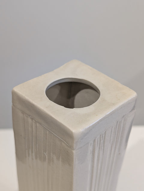 White Vase on Pedestal