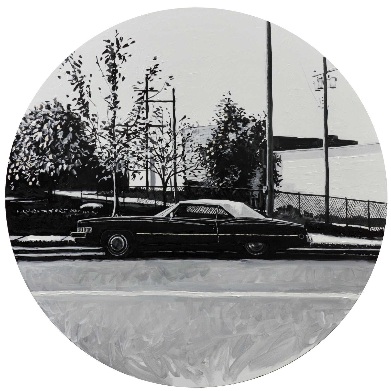 Bigger painting by David Wilson in acrylic, oil and silver leaf on board