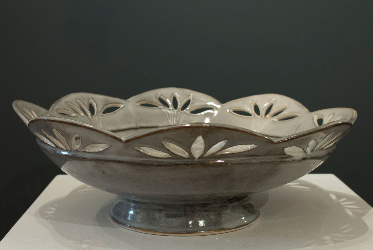 Grey Bowl With Flowers