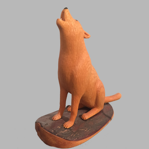 Arctic Wolf Miniature Animal wood carving by Salt Spring Island artist Jim Dearing