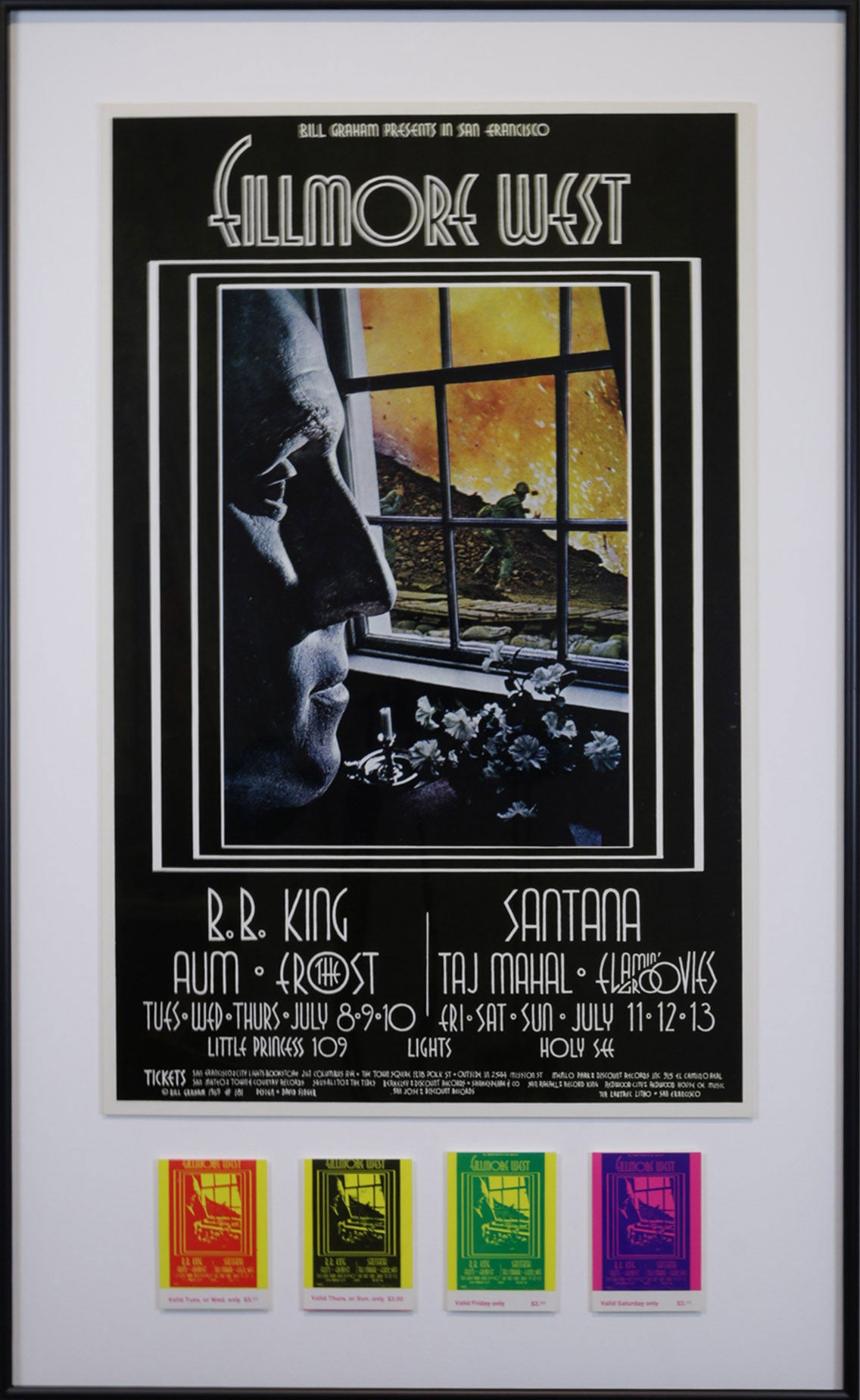Vintage Poster:  BB King – Aum – The Frost – Santana – Taj Mahal – The Flaming Groovies