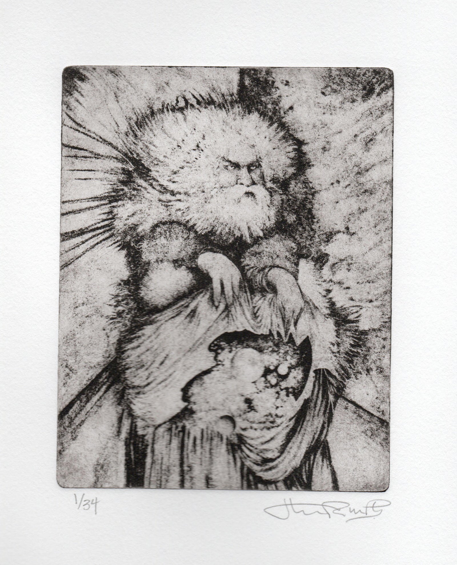 Old Bearded Man Gravure Print