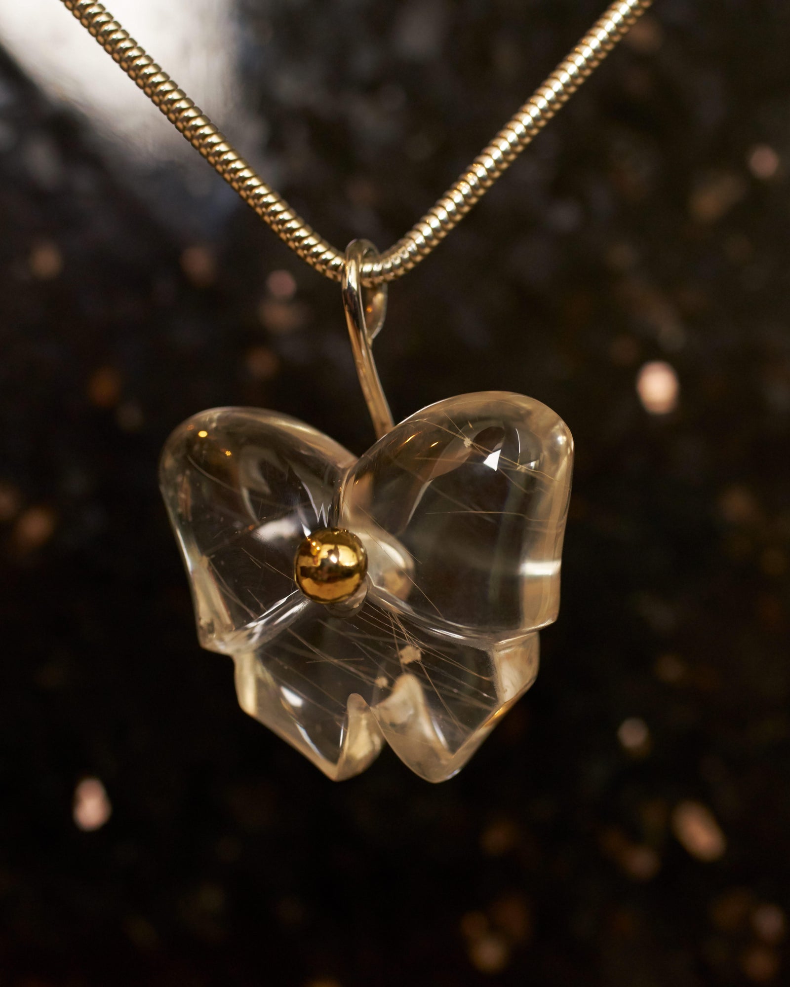 Butterfly in Rutilated Quartz