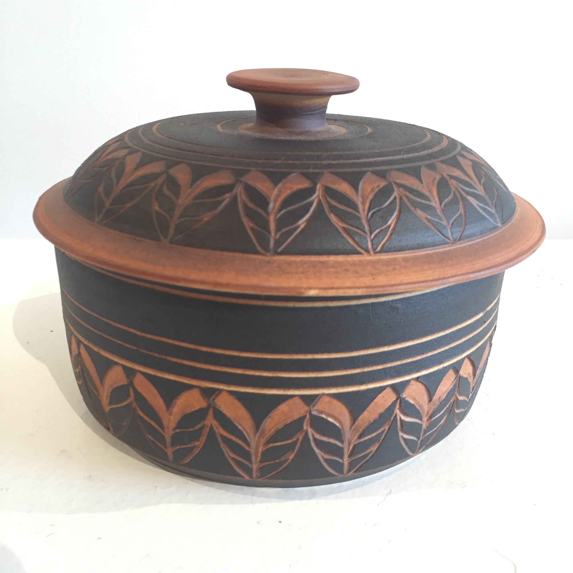 Left-over Jar Ceramic Signature Terracotta Black Judy Weeden Pottery