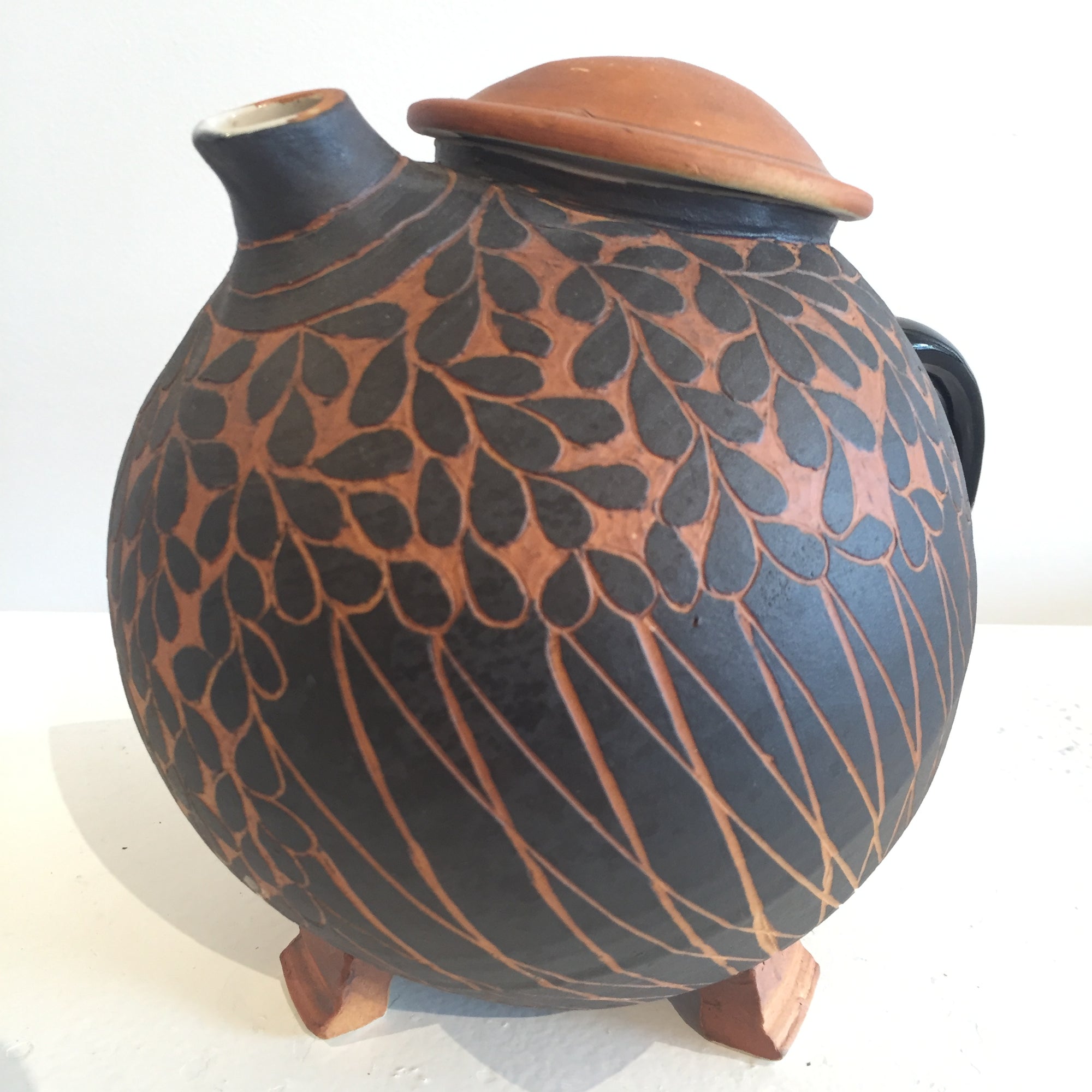 Black and Terracotta Signature Broody Hen Teapot Left Side