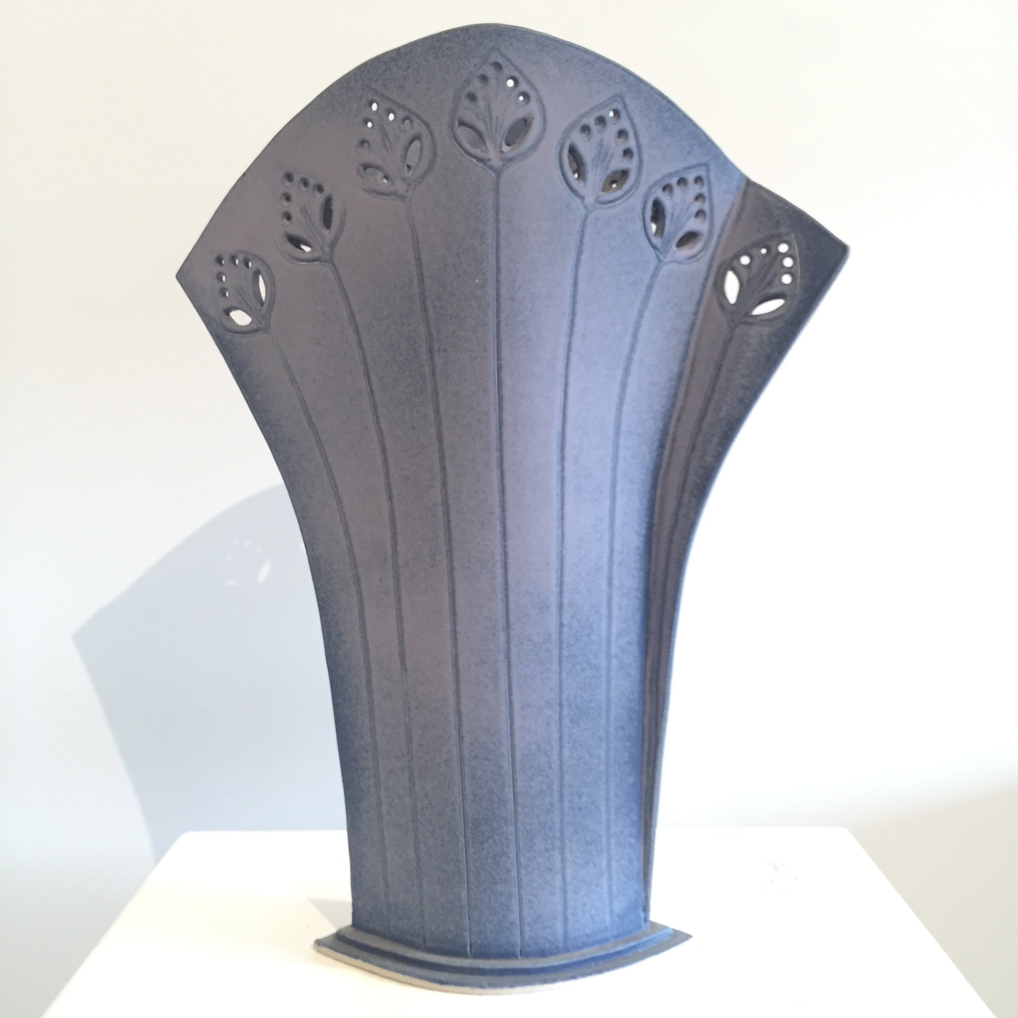 Lavender Fields Ceramic Vase by Judy Weeden Front View