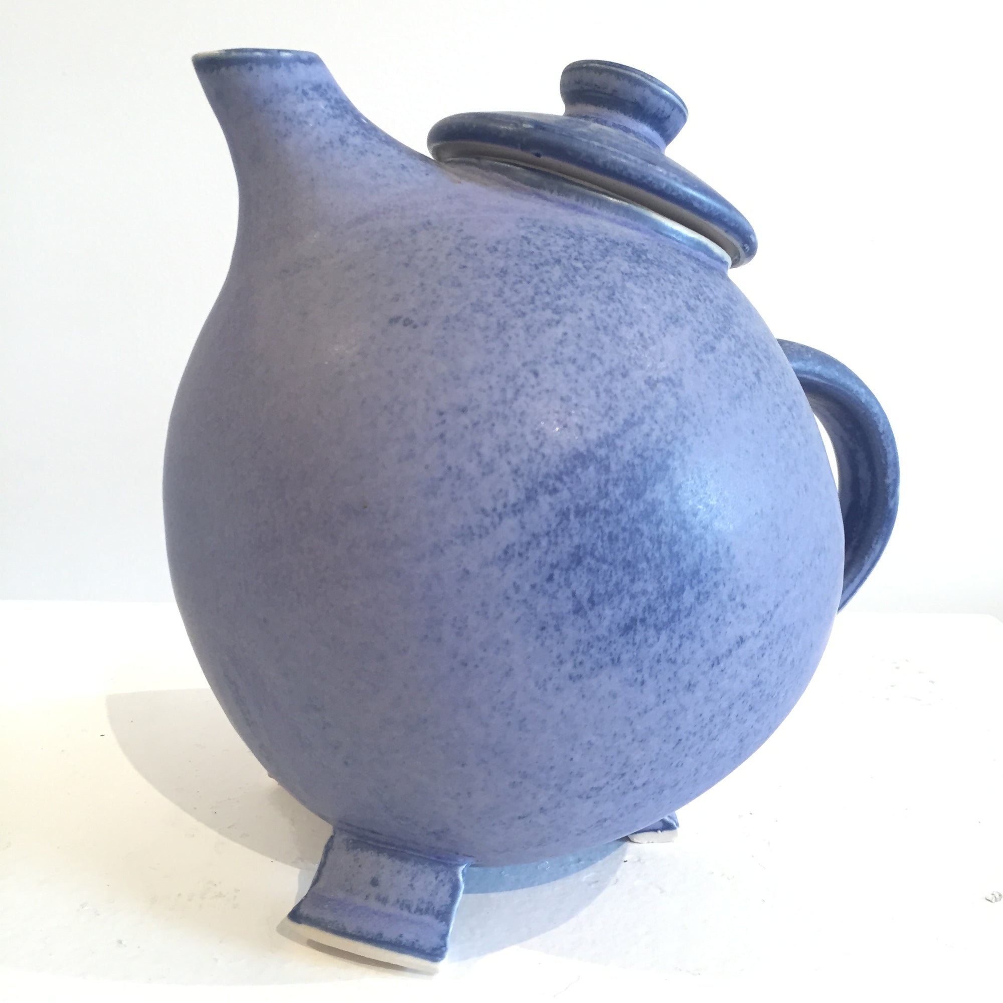 Purple Broody Hen Teapot by Judy Weeden Pottery Side View Left