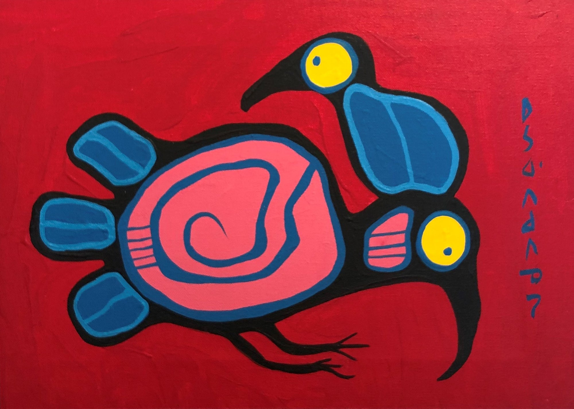 "Mother with Young Bird" by Norval Morrisseau