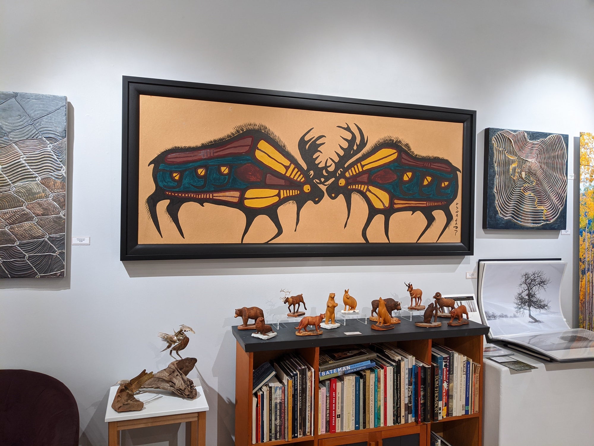 Two Bull Moose Original Painting by Norval Morrisseau