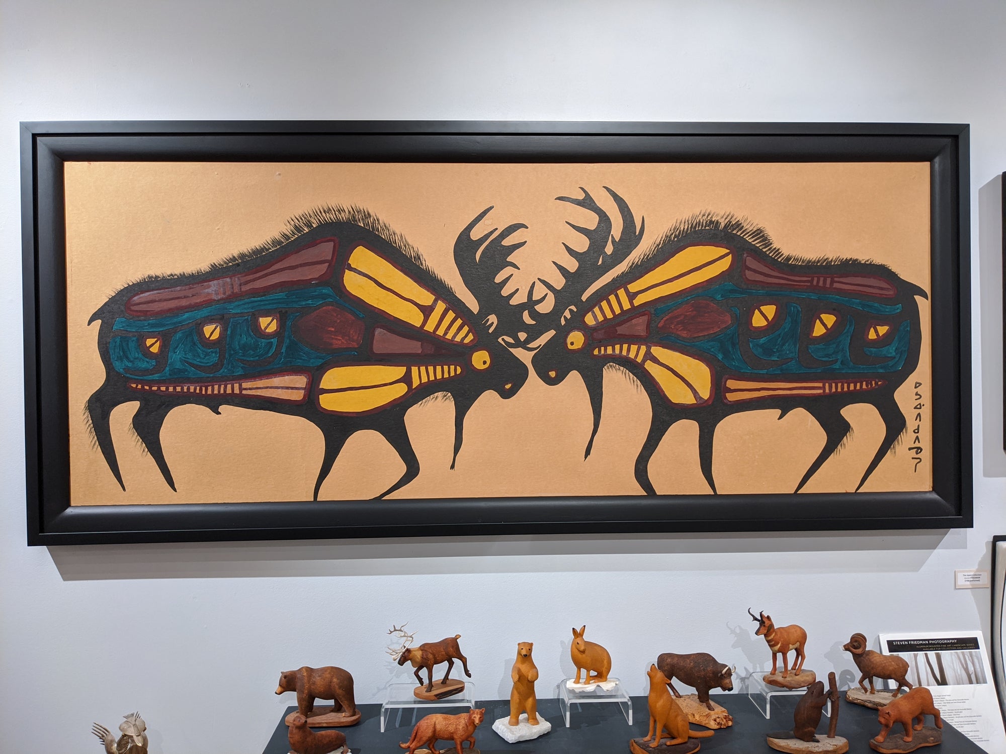 Two Bull Moose Original Painting by Norval Morrisseau
