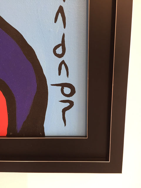 Original Noval Morrisseau Painting "Boy with Birds" for sale at Steffich Fine Art