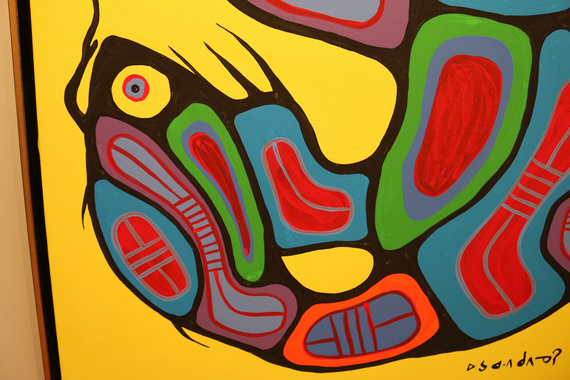 "Medicine Bear with Spiritual Helpers" by Norval Morrisseau | Steffich Fine Art - Close Up