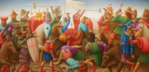 Original painting by Martin Honisch with musicians